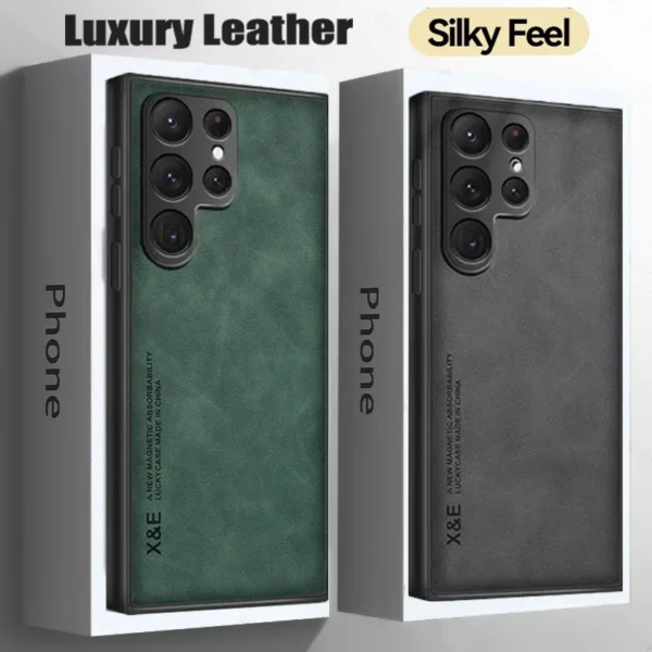 Sheepskin Magnetic Case For Samsung S25 S24 Ultra S22 Plus S21 S20 FE Cases For Samsung S23 Ultra Note 20 10 Leather Phone Cover