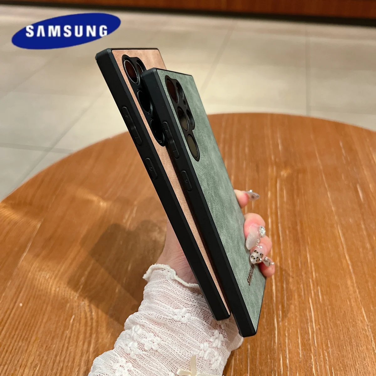 Full Lens Protector Case Samsung Galaxy S25 S24 S23 FE S22 S21 Ultra Plus Sheepskin Leather Back Cover Soft Lambskin Shockproof - Image 2