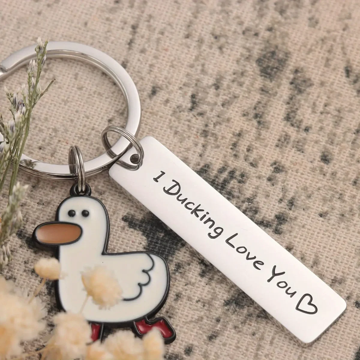 Funny Lover Gift I Ducking Love You Cute Duck Pun Keychain Couples Jewelry Valentine’s Day Gift for Boyfriend Girlfriend - Image 3