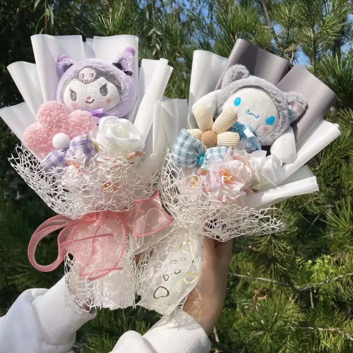 Cartoon My Melody Kuromi Cinnamoroll Kt Cat Plush Doll Creative Flower Bouquet Valentine Christmas Graduation Birthday Gift - Image 2