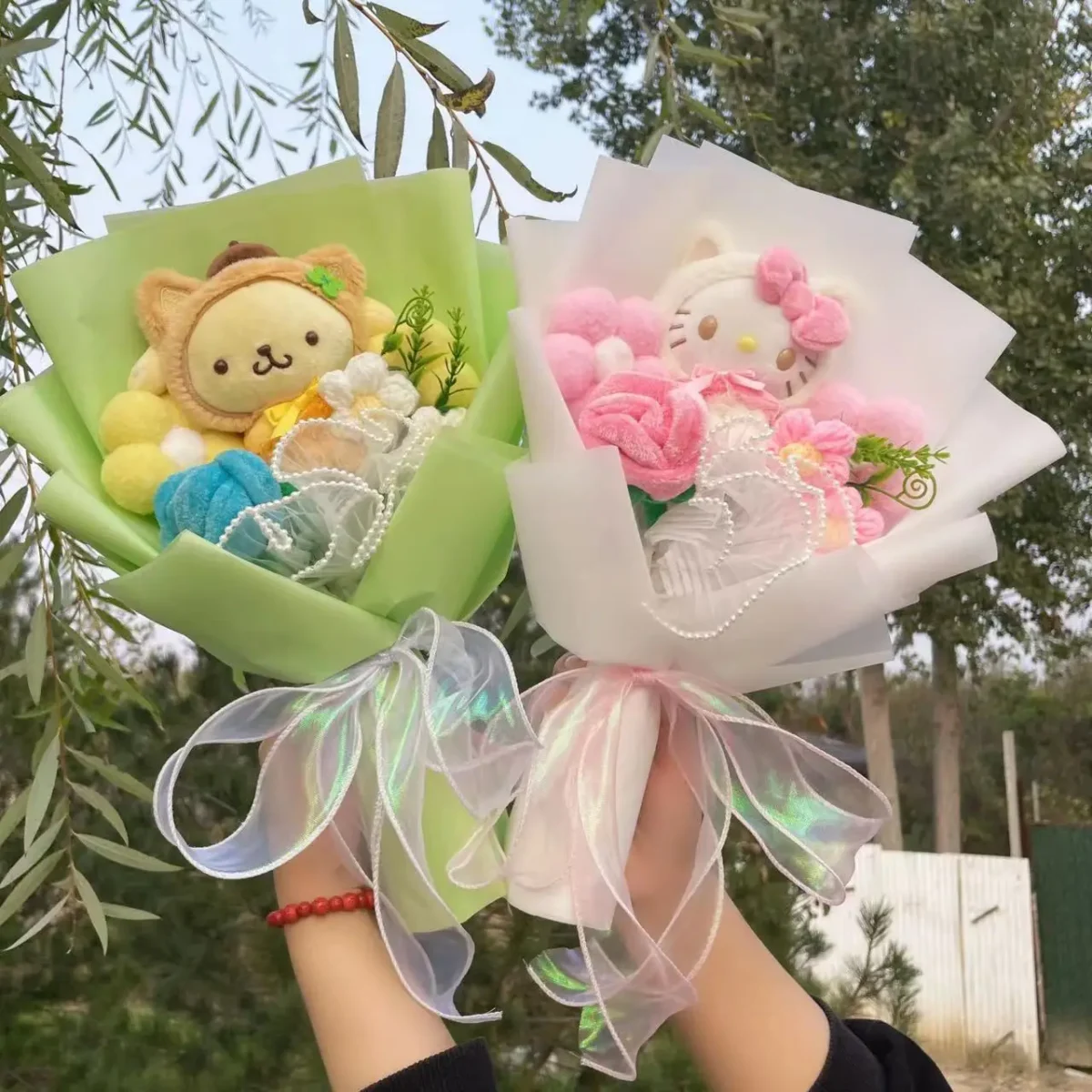 Cartoon My Melody Kuromi Cinnamoroll Kt Cat Plush Doll Creative Flower Bouquet Valentine Christmas Graduation Birthday Gift - Image 3