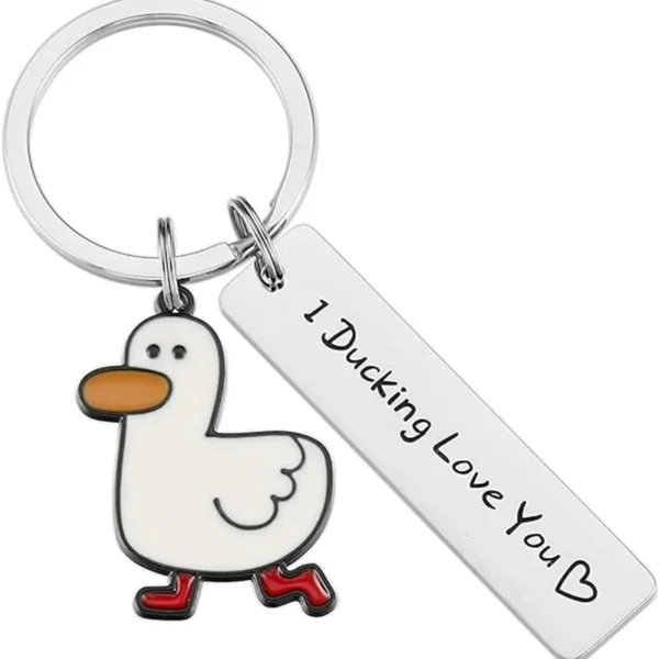 Funny Lover Gift I Ducking Love You Cute Duck Pun Keychain Couples Jewelry Valentine's Day Gift for Boyfriend Girlfriend