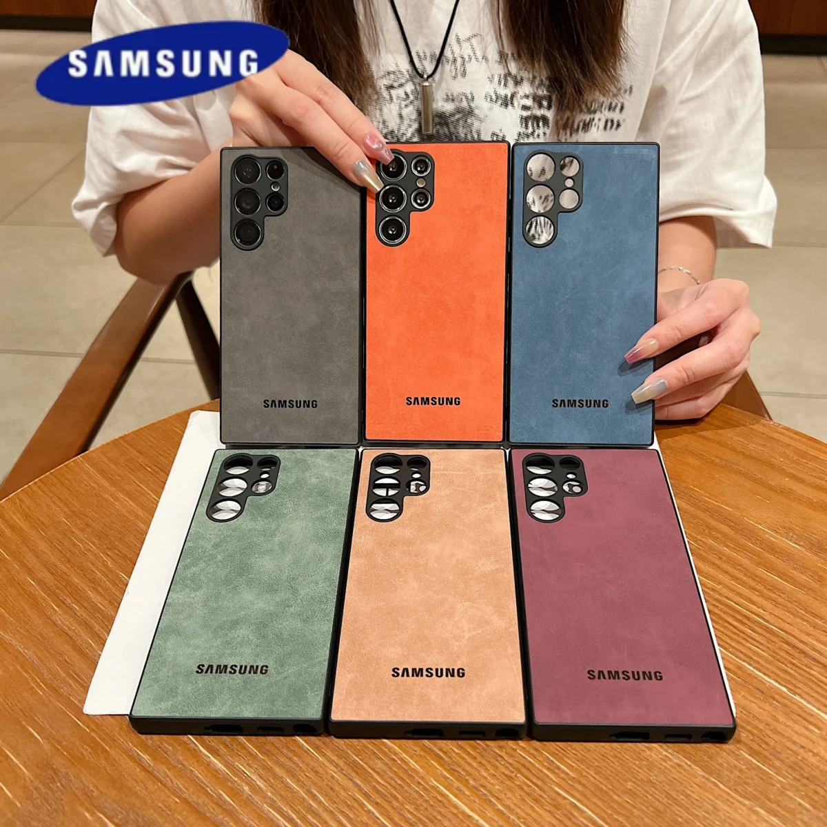 Full Lens Protector Case Samsung Galaxy S25 S24 S23 FE S22 S21 Ultra Plus Sheepskin Leather Back Cover Soft Lambskin Shockproof - Image 6