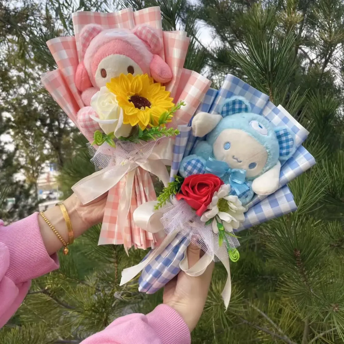 Cartoon My Melody Kuromi Cinnamoroll Kt Cat Plush Doll Creative Flower Bouquet Valentine Christmas Graduation Birthday Gift - Image 6