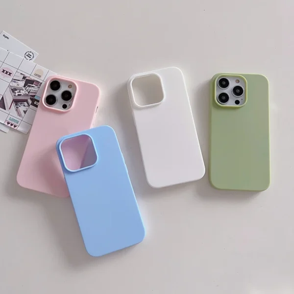 Luxury Matte Candy Color Silicone Soft Case For iPhone 16 15 14 13 12 11 Pro Max Plus Mini Ultra Thin Back Cover Colorful Shell